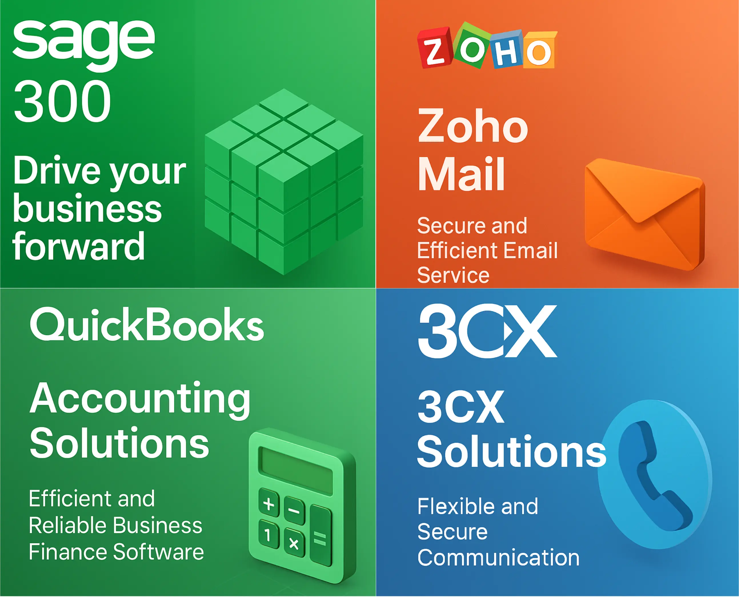 QuickBooks, Sage 300, 3CX, Zoho